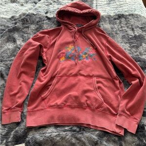 Ralph Lauren Coral Hooded Pullover Sweater with Floral Script